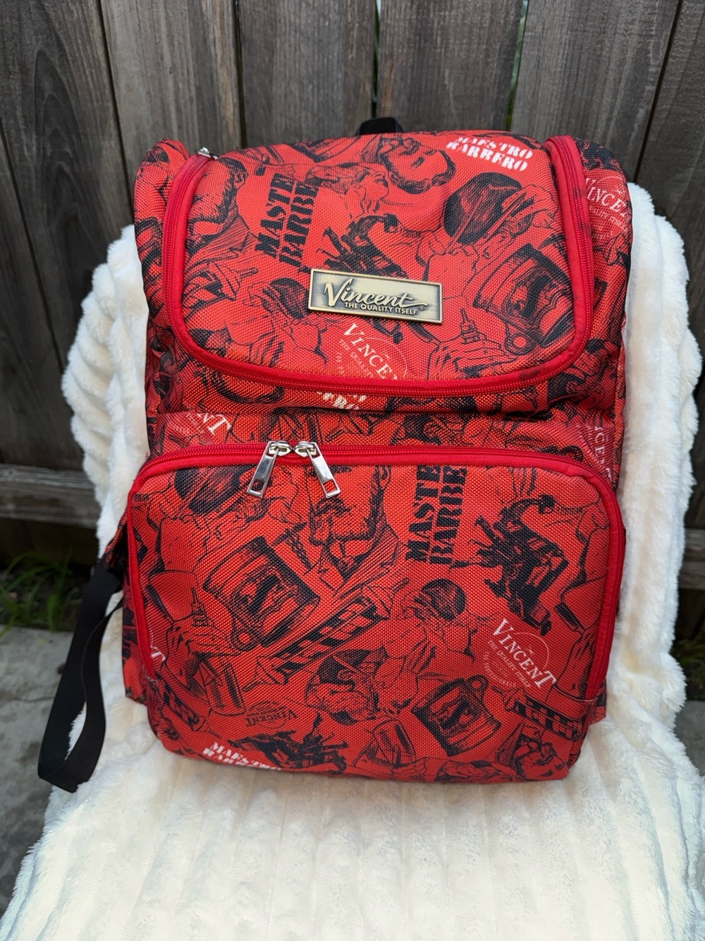 Vincent Master Backpack Travel Stylist Barber Bag (Red) Large
